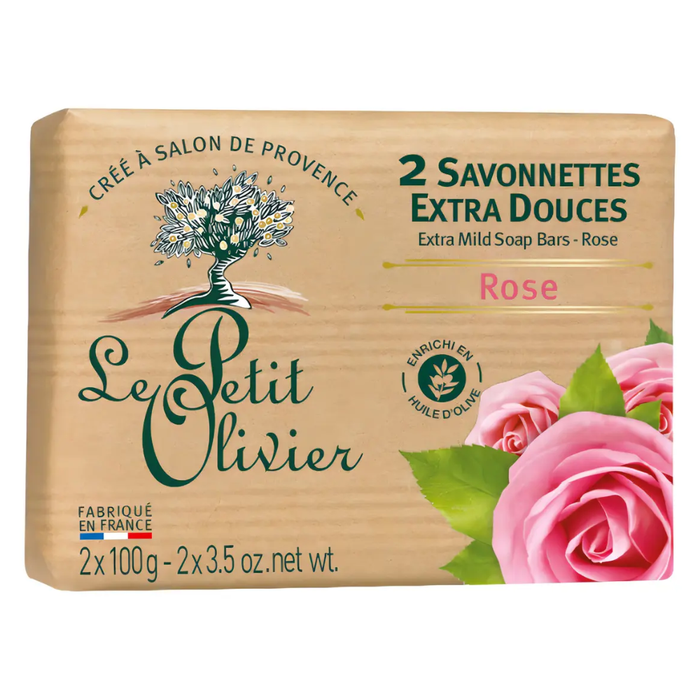 JABON EXTRA SUAVE DE ROSAS EN BARRA VEGANO 2x100g - LE PETIT OLIVIER