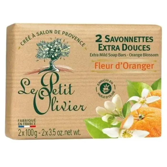 JABON EXTRA SUAVE DE FLOR DE NARANJA 2X100 GR - LE PETIT OLIVIER