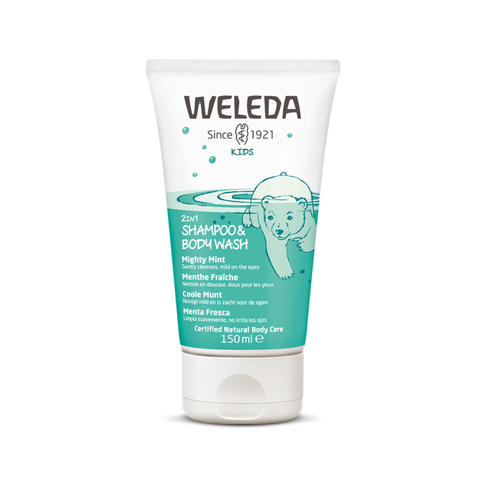 Shampoo y gel de ducha para niños de menta 150ml -WELEDA