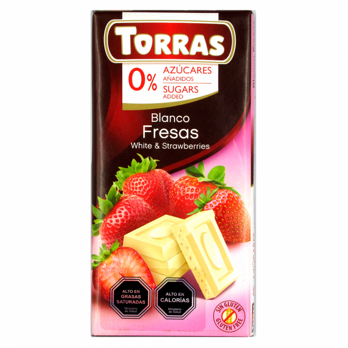 Chocolate blanco con fresas 75 grs – Torras