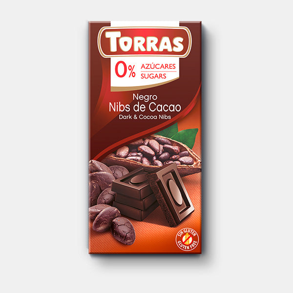 Chocolate Negro con Cacao Nibs 75grs  – Torras