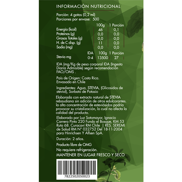 Stevia Líquida Natural 100ml -BROTA